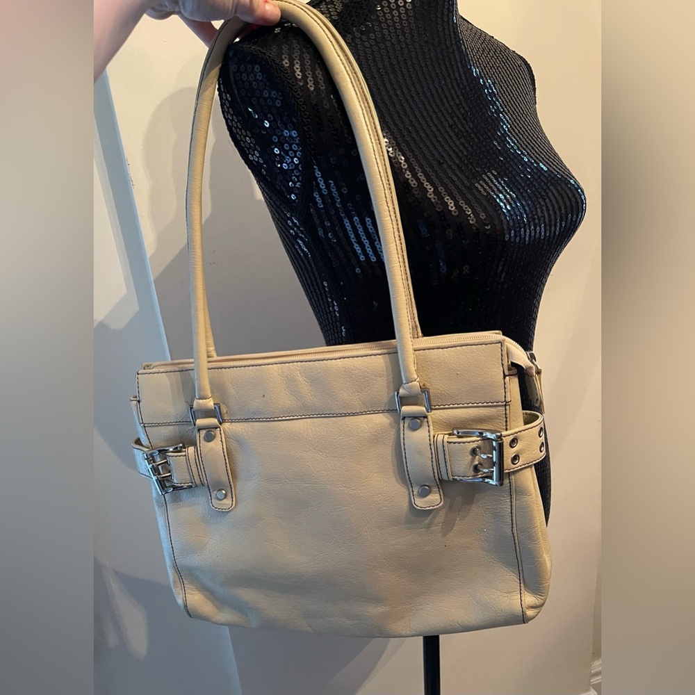 Vintage Micheal Rome Cream Leather Handbag - Picture 2 of 14